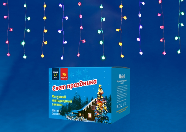 ULD-E2805-100/DTA MULTI IP20 DIAMOND Занавес светодиодный «Бриллианты», 2,8х0,5м. 100 светодиодов. Р