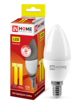 Лампа светодиодная LED-СВЕЧА-VC 11Вт 230В Е14 3000К 1050Лм IN HOME Лампа светодиодная LED-СВЕЧА-VC 11Вт 230В Е14 3000К 1050Лм IN HOME