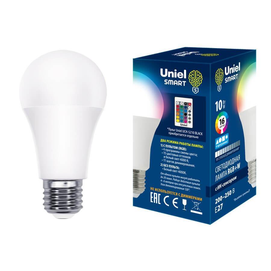 LED-A60-10W/RGB/E27/REG PLS21WH Лампа светодиодная с ИК сенсором. Форма А
