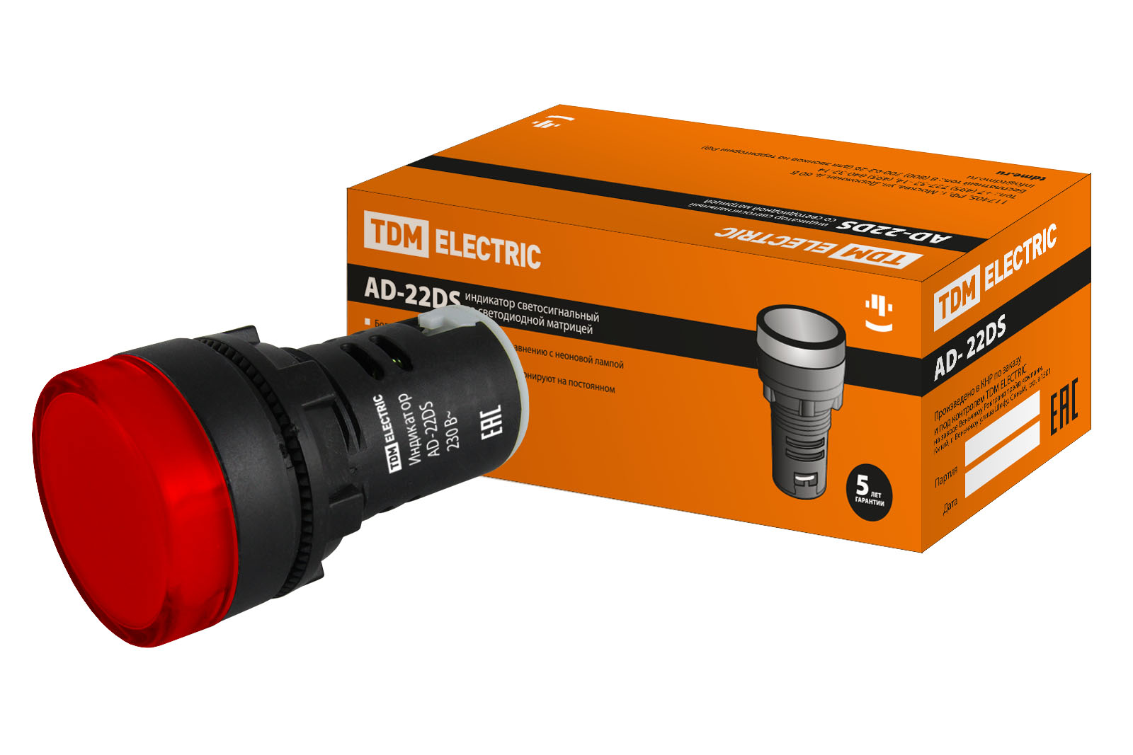 Лампа AD-22DS(LED)матрица d22мм красный 230В TDM Лампа AD-22DS(LED)матрица d22мм красный 230В TDM